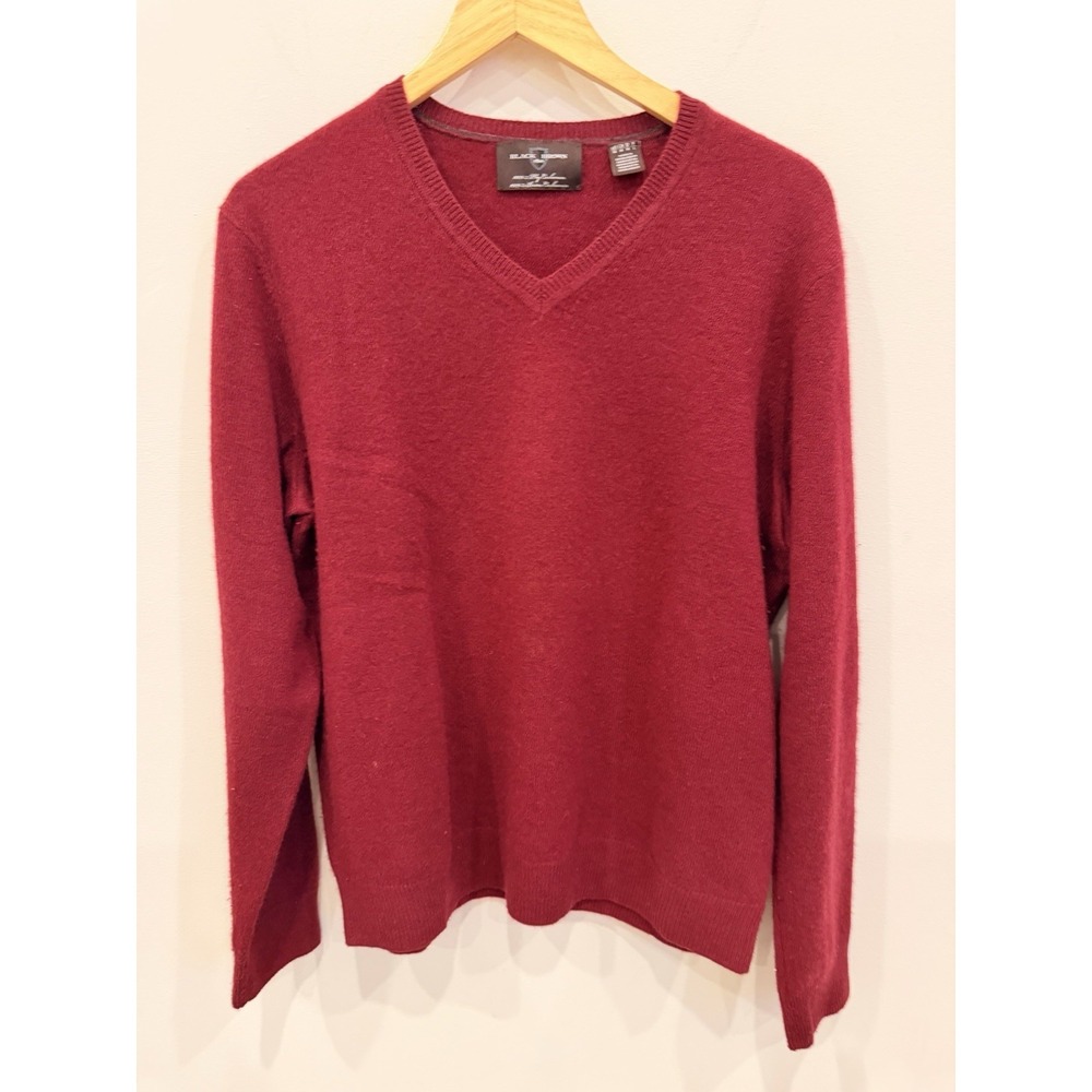 Black Brown 1826 Men's 100% Cashmere‎ V-Neck Sweater Medium Burgundy Red